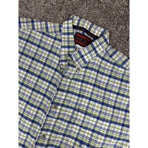 TwentyX Shirt Mens 2XL Blue Green‎ Plaid Button Down Western Cowboy Farmer